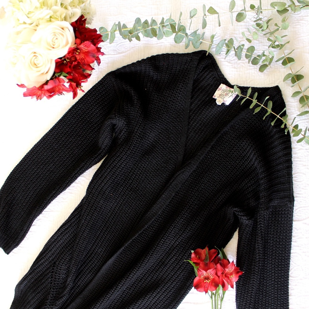 Hippie Rose Black Cardigan